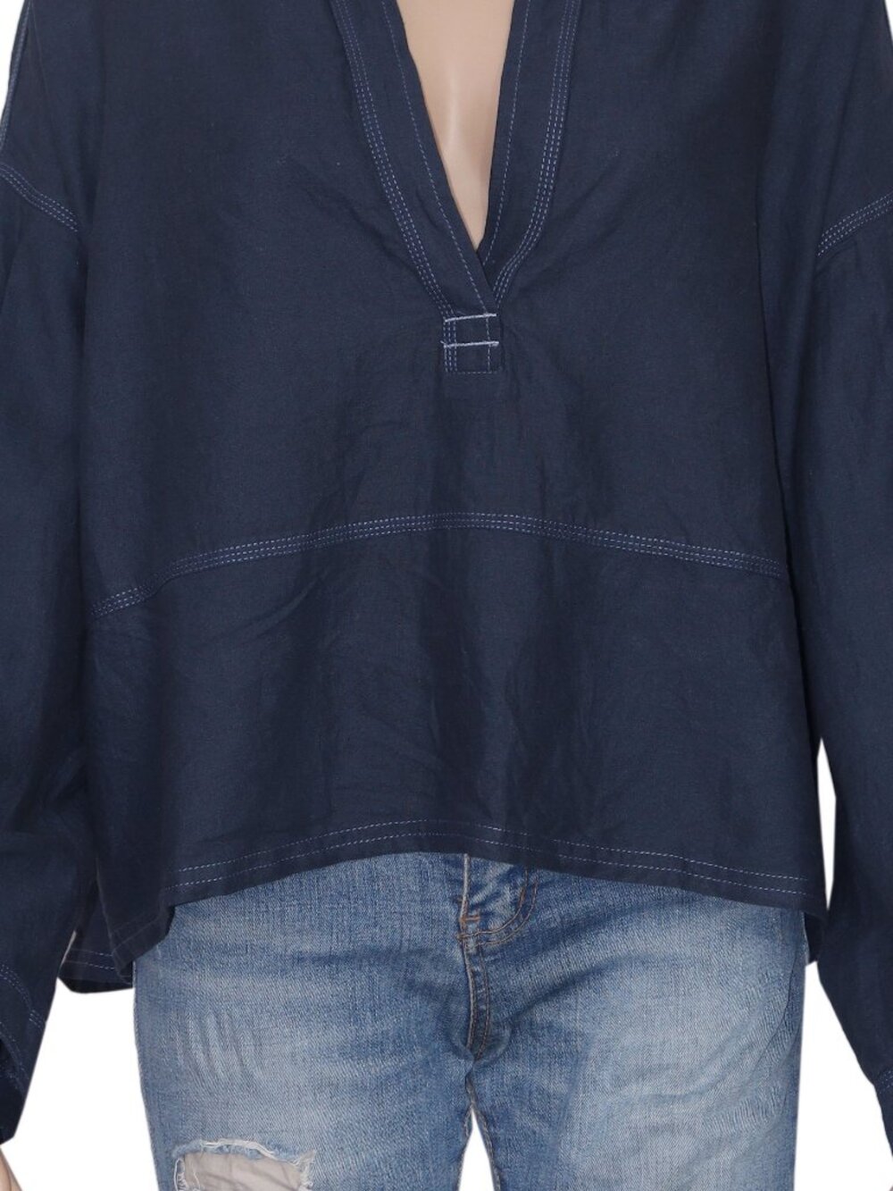 Free People We The Free Jude Linen Shirt Oversized Collared Neck Top XS - Picture 5 of 8